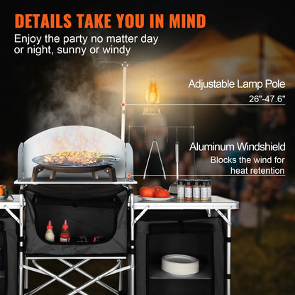 Outdoor Foldable Camping Kitchen Table Cabinet