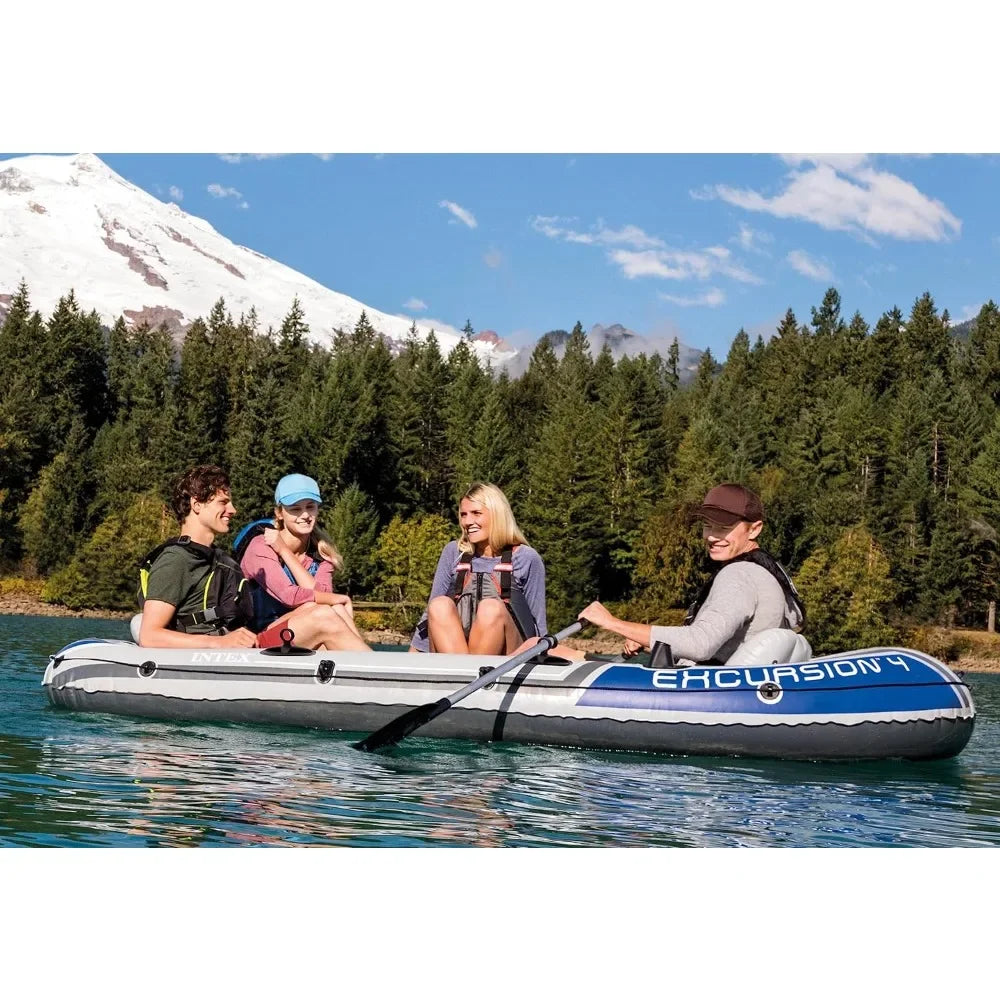Inflatable Kayak Adjustable Seats Oars Rod Holders