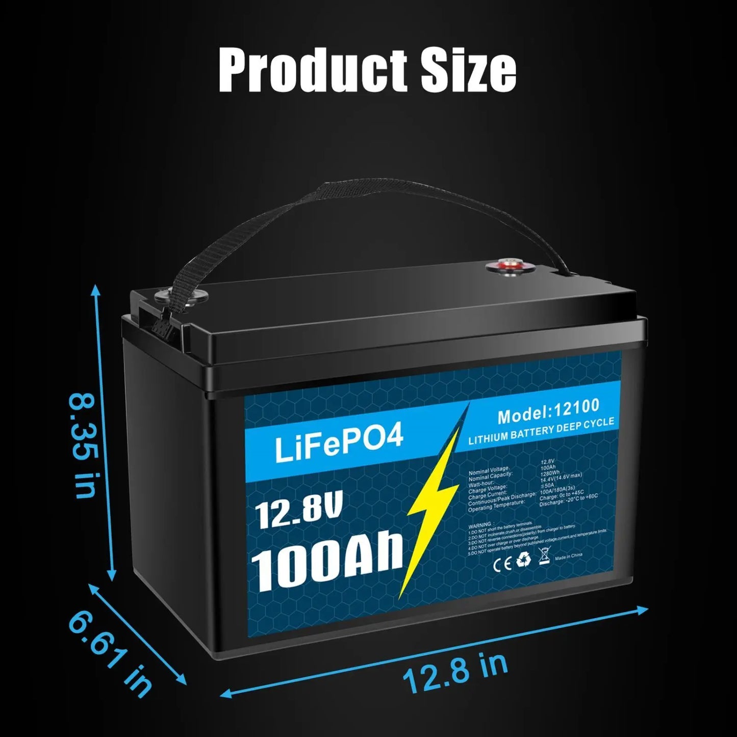 New Deep Cycle Battery 12.8V 30Ah 50Ah 100Ah LiFePO4 Battery For RV Campers Marine Trolling Motor