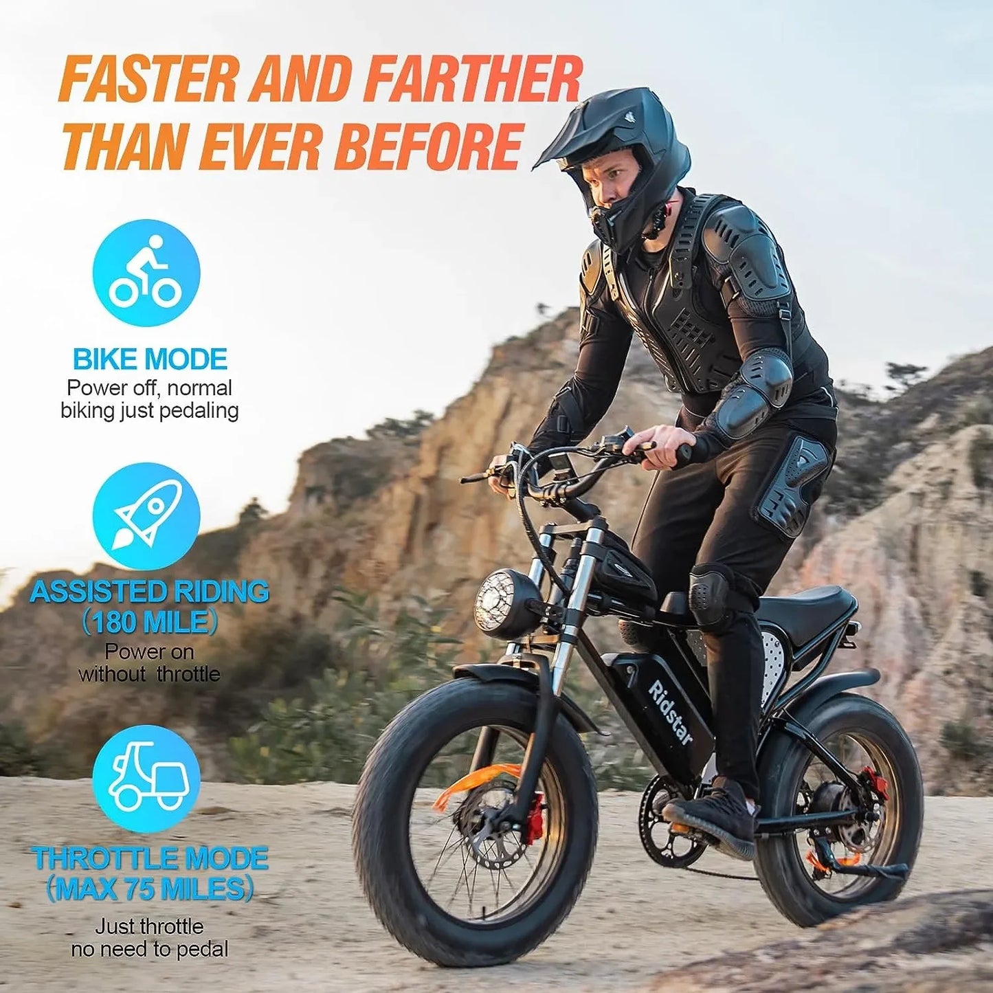 Electric Motorcycle, Dirt Bike 50-180 Miles