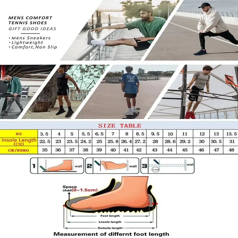 Men's Lightweight Comfortable Breathable Running Walking Sneakers
