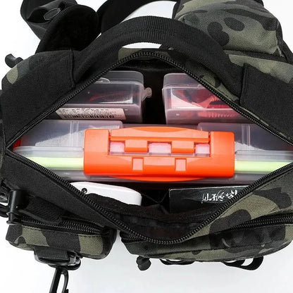 Fishing Tackle Backpack with Rod Holder