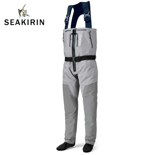 Breathable Zip-Front Chest Fishing Waders Waterproof Zippered Stockingfoot Waders Welded Seams Upstream Wading Gear for Hunting