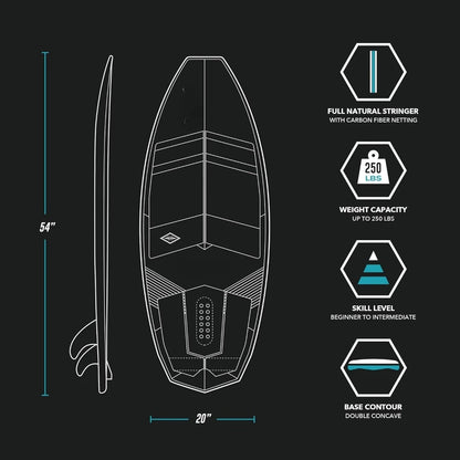 Wakesurf Board -Surf Style Wakesurfer Surfboard Quad Fin Set Included Wakeboard Underwater Scooter Inflatable Sapboard Surfing